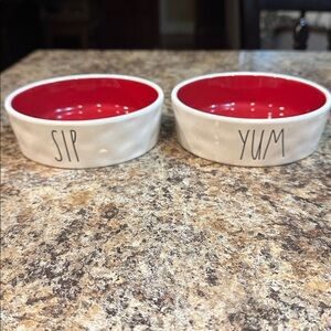 RAE DUNN SIP AND YUM CAT OR DOG BOWL SET